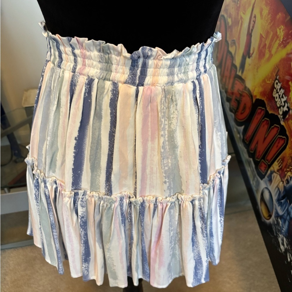 Ocean Drive Multicolor Stripe Ruffled Tiered Look Mini Skirt Size Small NWT - Picture 2 of 9